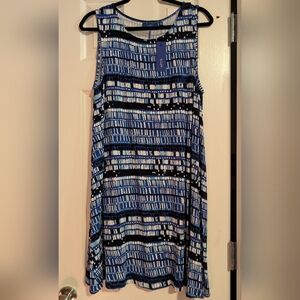 Apt 9 XL Blue Patterned Sleeveless Swing Dress NWT
